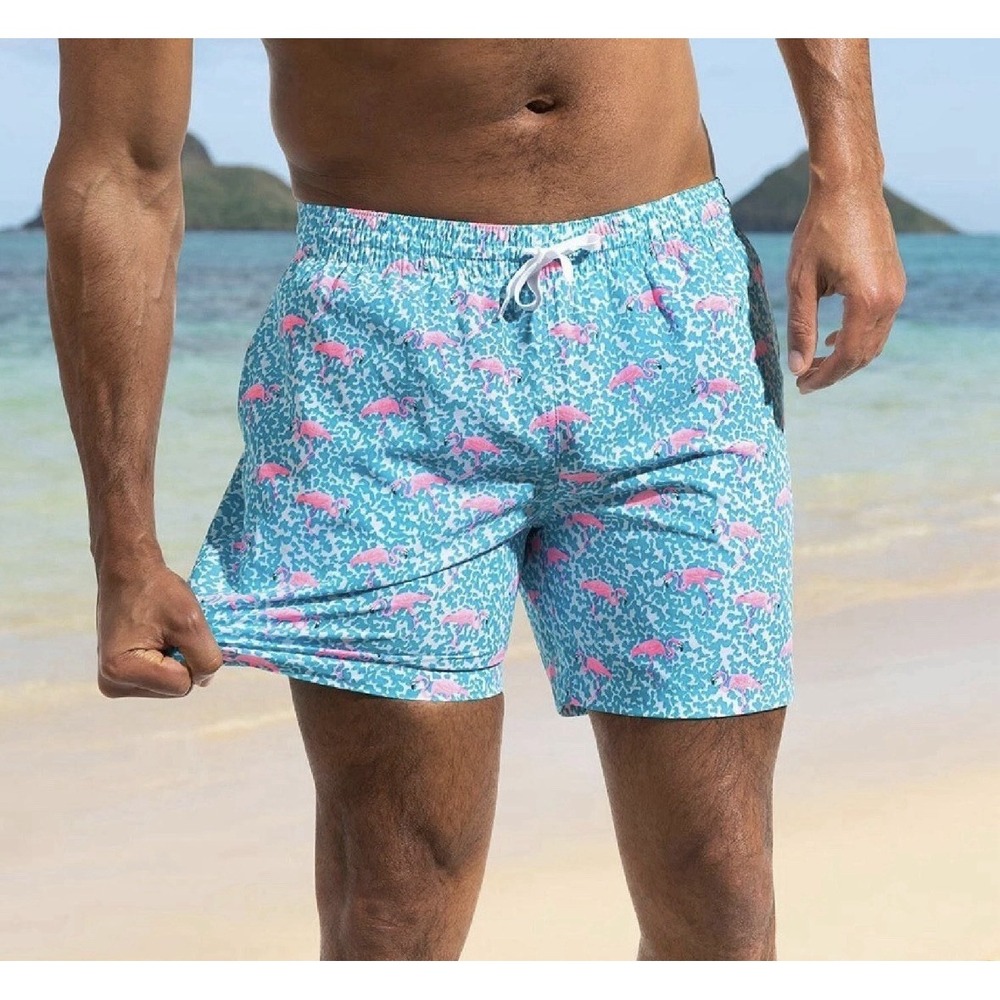 Size M- Chubbies Men's Domingos for Flamingos Stretch 5.5" Classic Swim Trunks